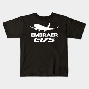 Embraer E175 Silhouette Print (White) Kids T-Shirt